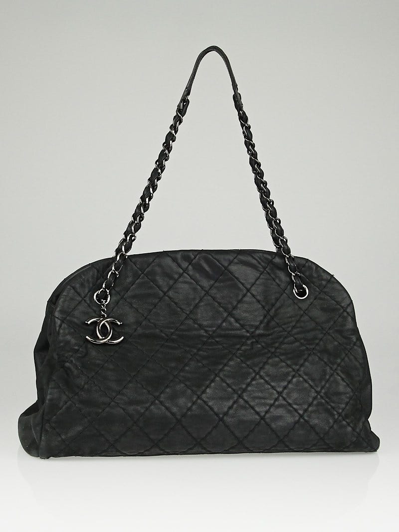 Chanel Black Iridescent Quilted Leather Just Mademoiselle Large