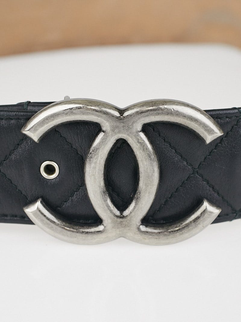 Chanel Black Quilted Leather CC Belt Size 90/36 | Yoogi's Closet