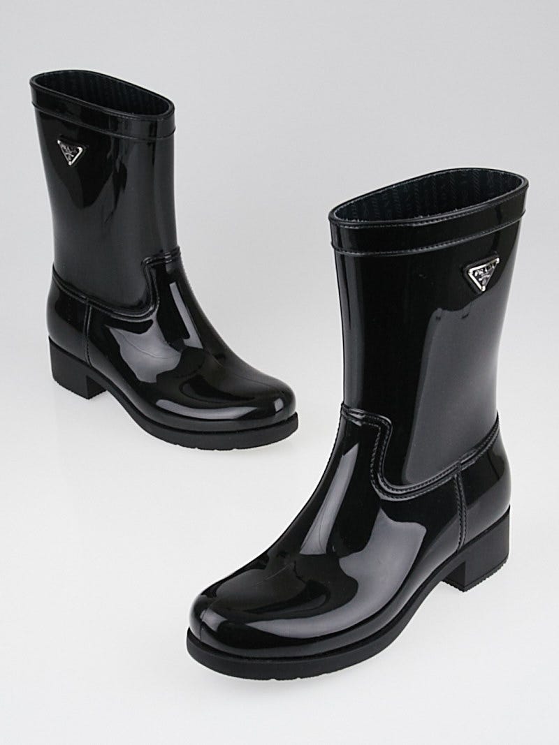 Prada Black Rubber Rain Boots Size 9.5/40 | Yoogi's Closet