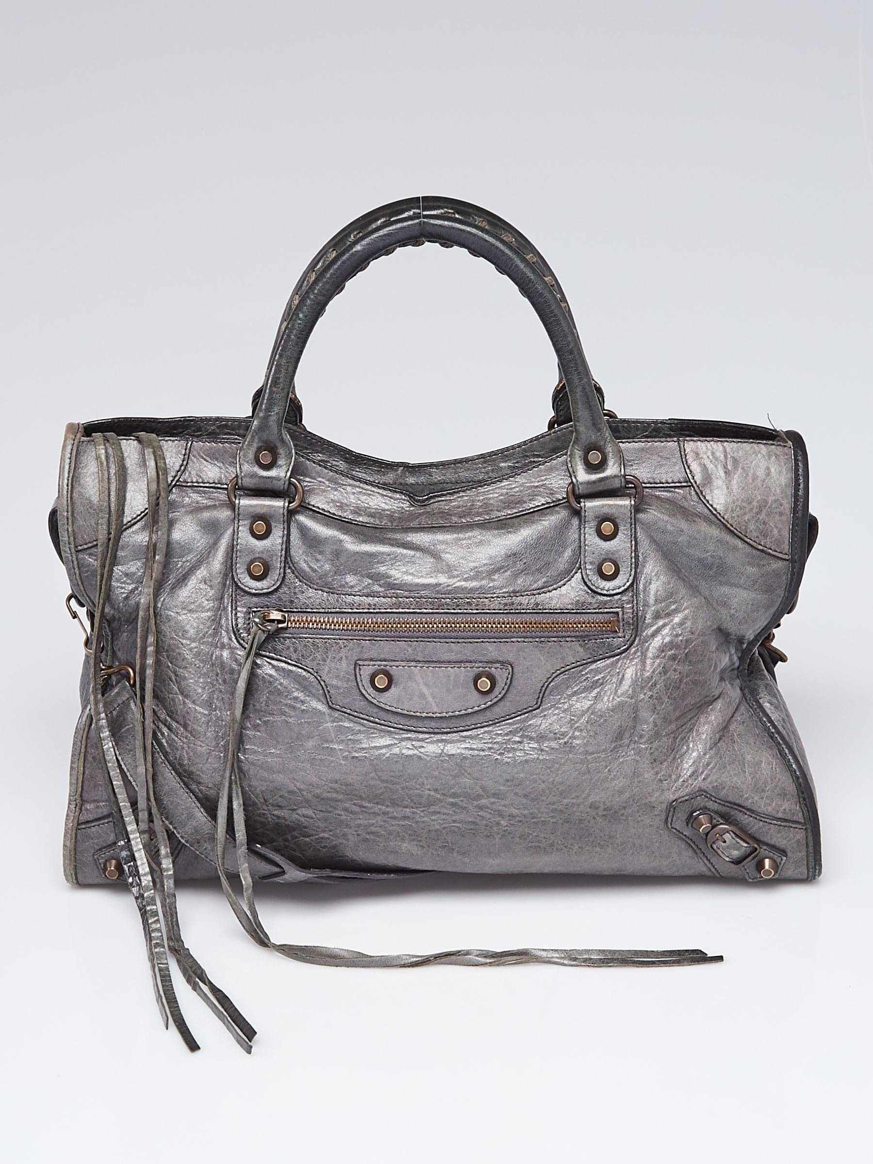 Balenciaga Anthracite Lambskin Leather Motorcycle City Bag