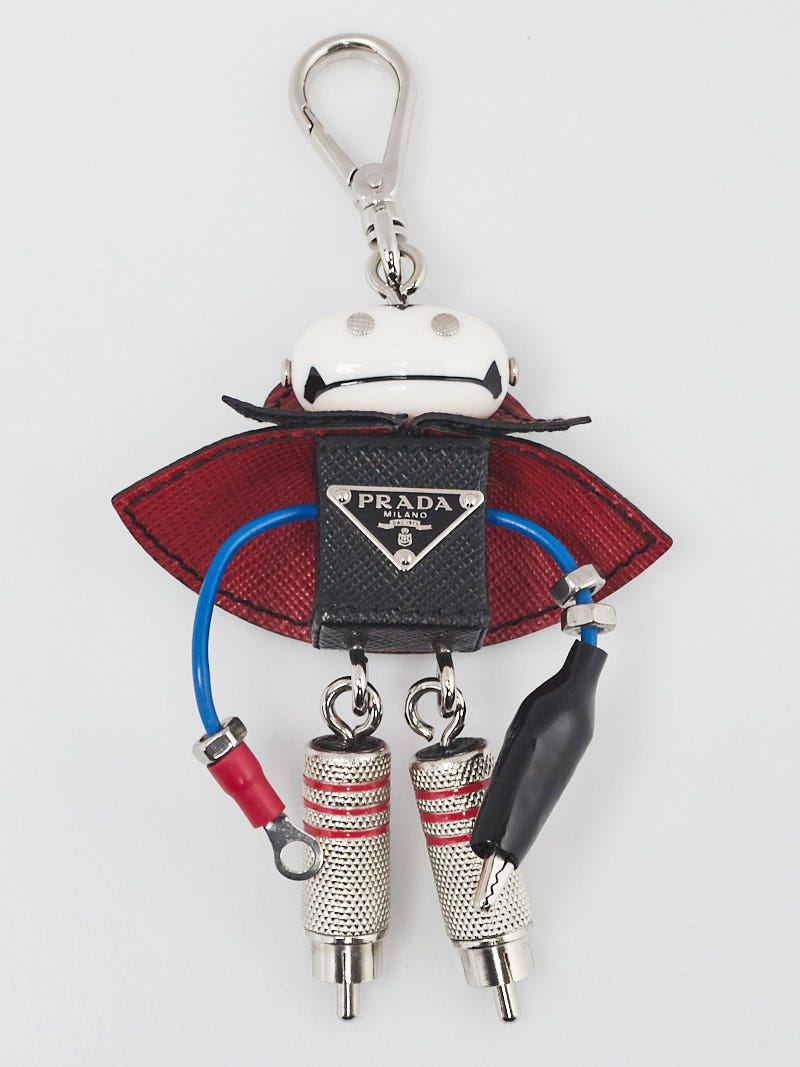 Prada Black Saffiano Leather and Resin Vlad The Vampire Robot Key