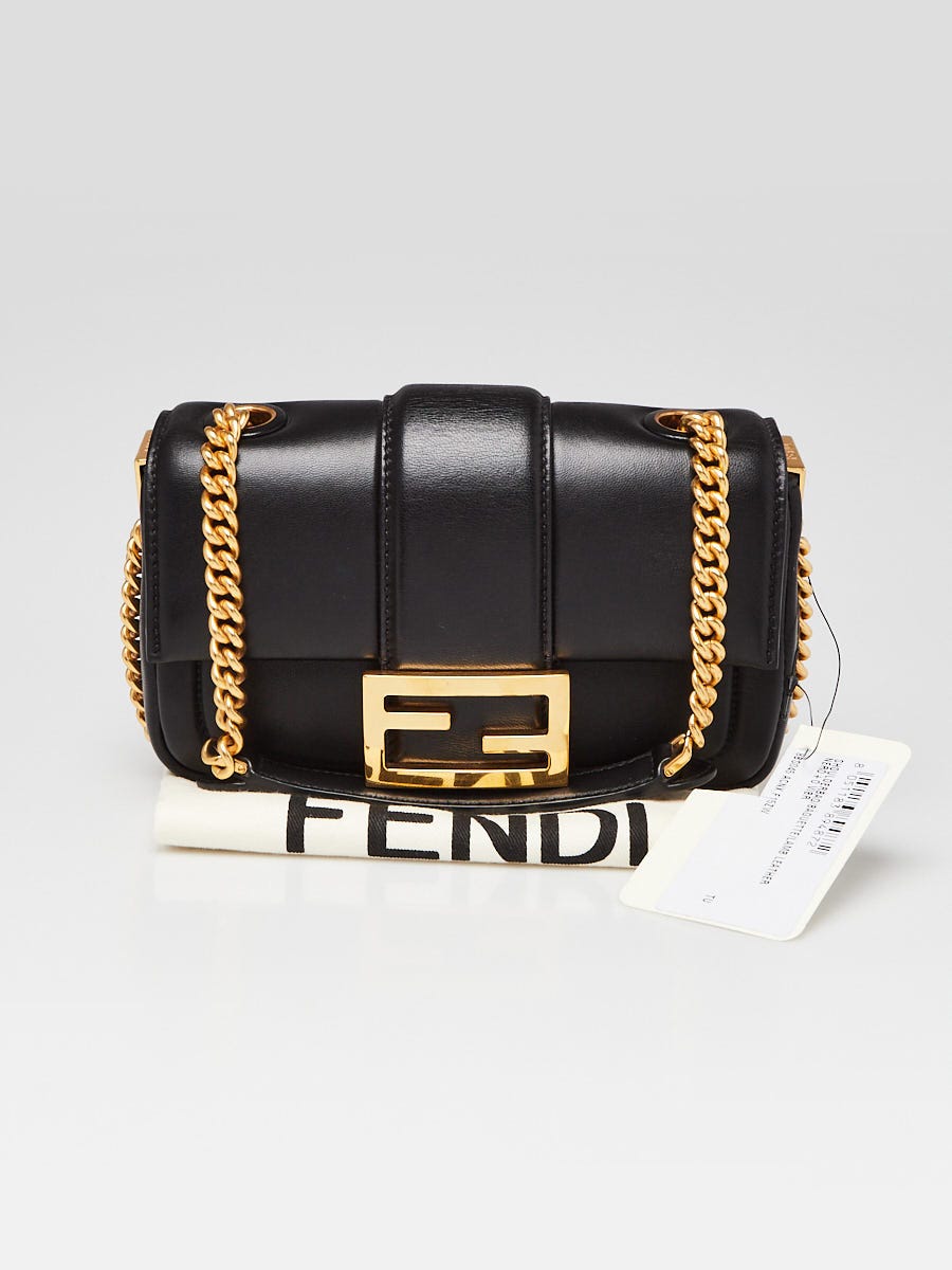 Fendi Black Padded Leather Mini Baguette Crossbody Bag 8BS045