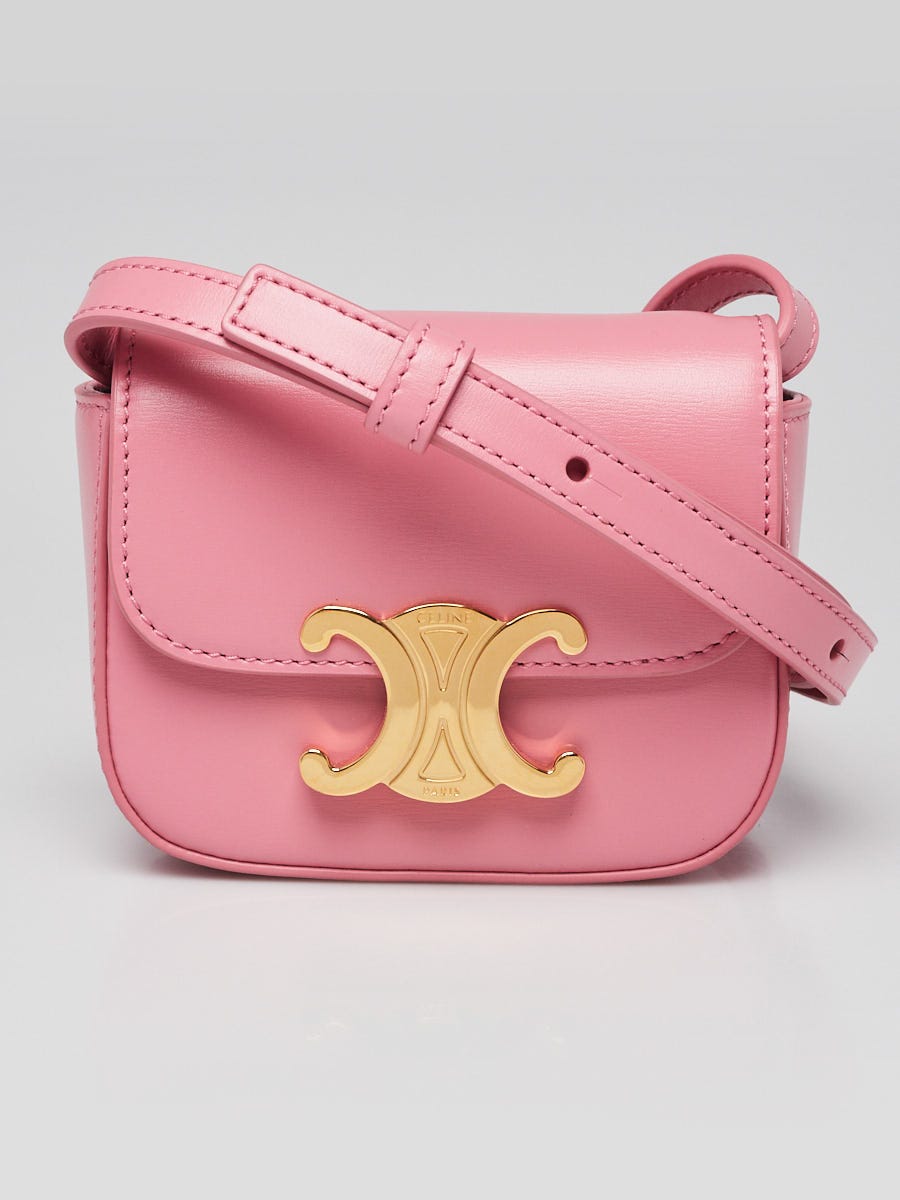 Celine Pink Leather Mini Triomphe Crossbody Bag | Yoogi's Closet