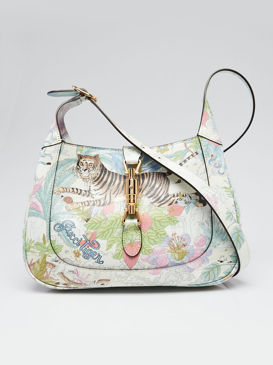 Gucci Chalk White/Multicolor Calfskin Tiger Savanah Small Jackie