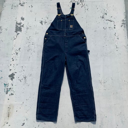 70's Carhartt カーハート デニムオーバーオール プリントタグ 濃紺