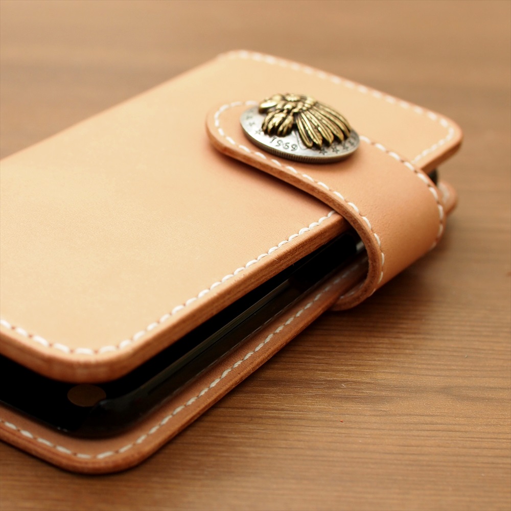 OM-250 栃木レザーナチュラルヌメ牛革インディアン3Dコンチョ仕様