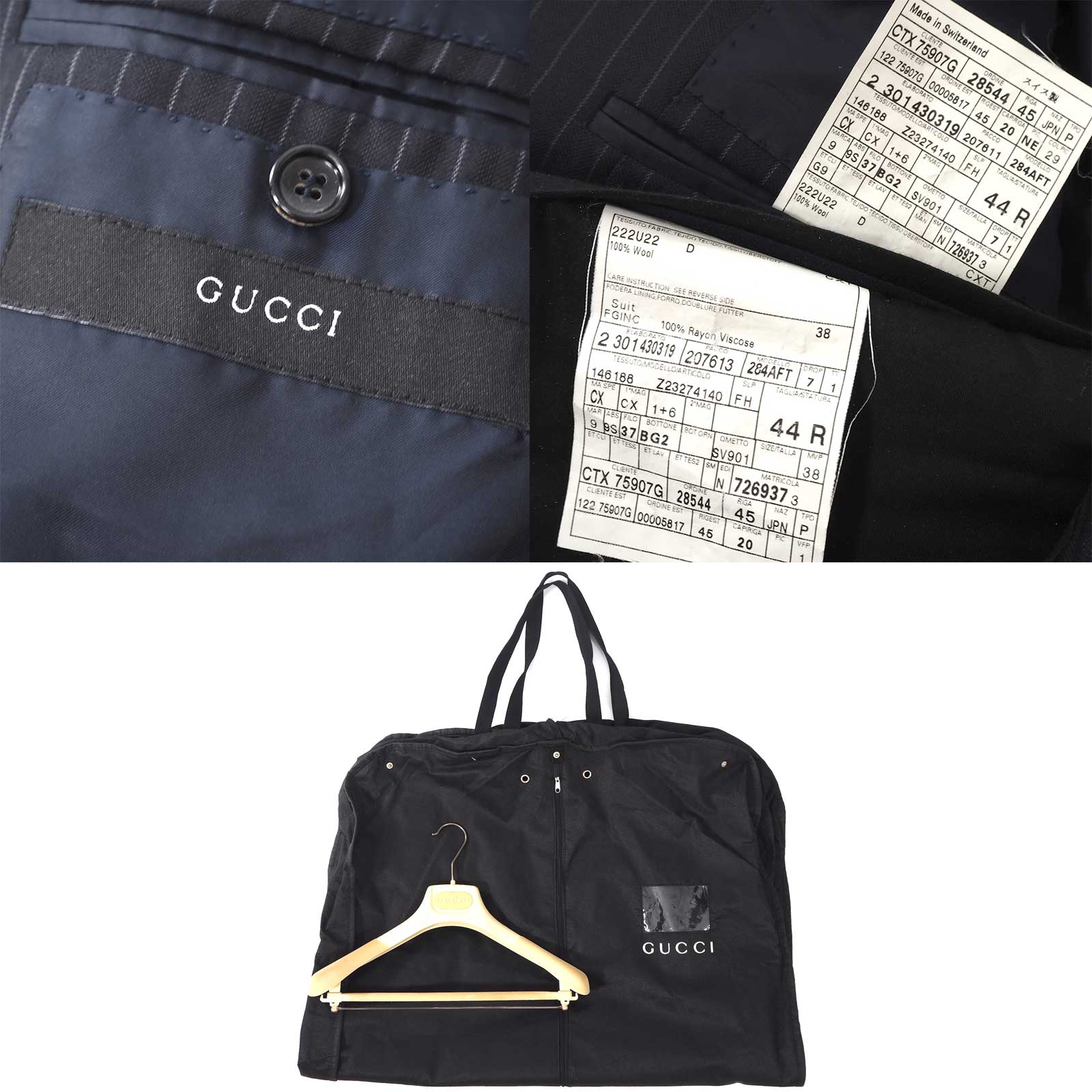 グッチ GUCCI トムフォード期 ウール スーツ セットアップ 44 ブラック