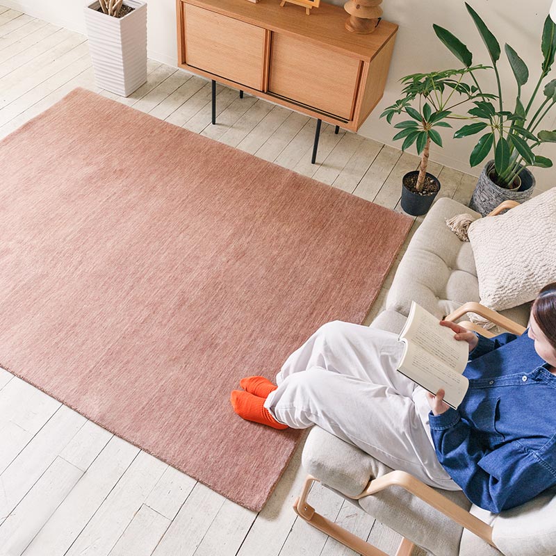 無垢の床にやさしい天然素材の厚手ウールラグ [ハグみじゅうたん