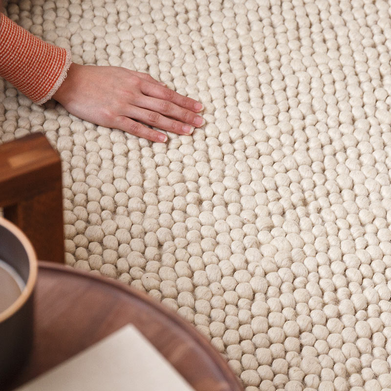 天然素材の北欧風厚手ウールラグ [ホワイトグレー] / WW51 | ボー