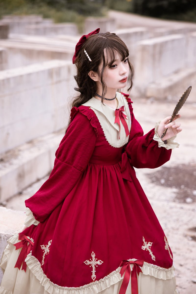 ビブカラークロスリボンロリータワンピース – Belchic