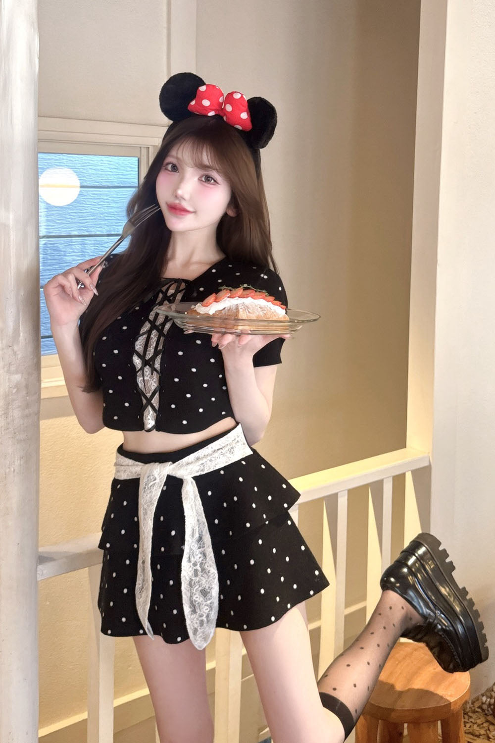 BELEAR MIMI（ベリアミミ）】ウエストレースミニスカート