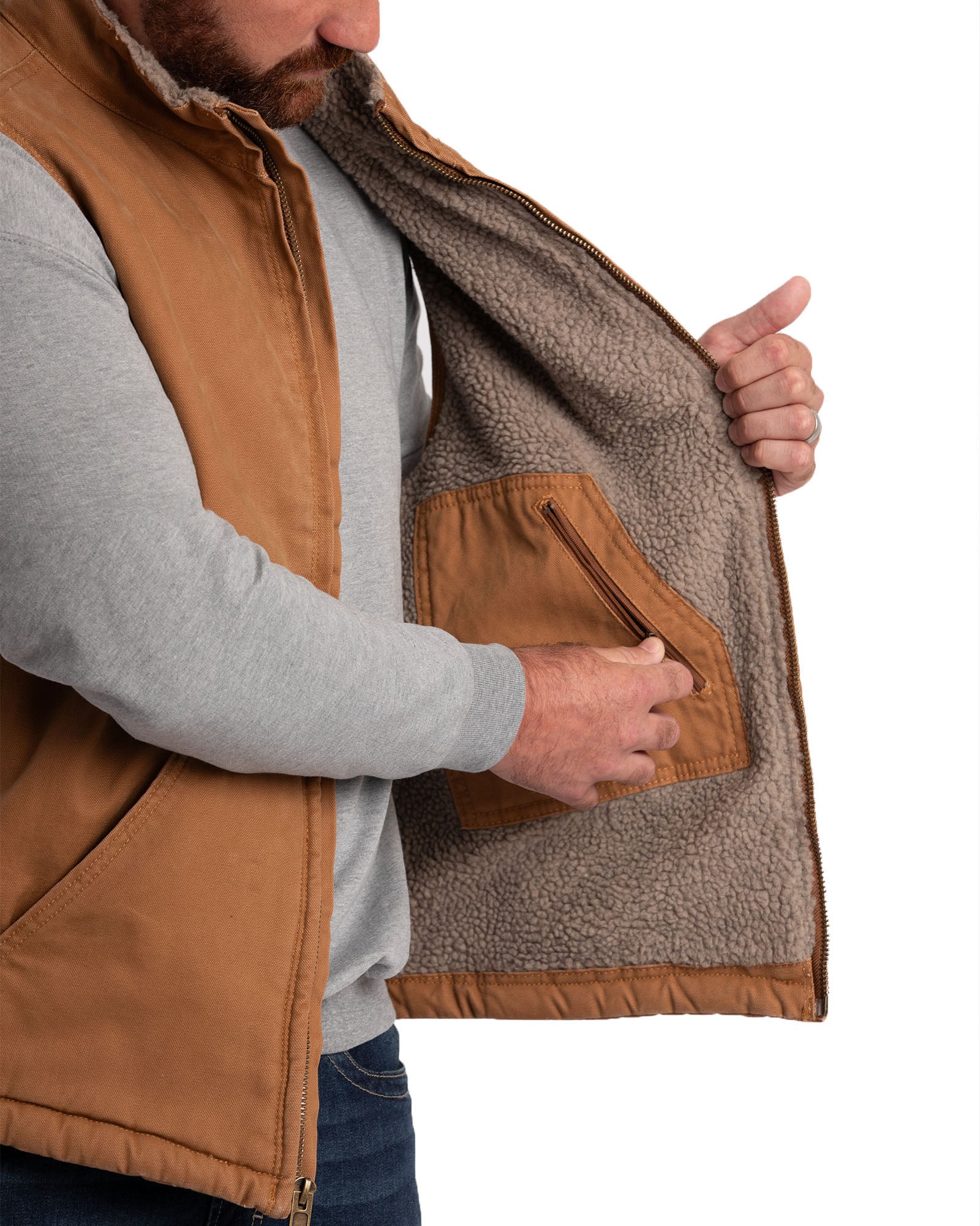 Men's Sherpa-Lined Washed Duck Vest – Berne Apparel