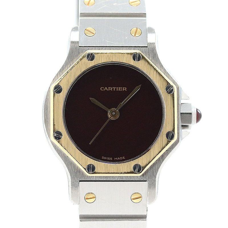 中古】CARTIER SANTOS RONDE / SANTOS OCTAGON SMALL MODEL BORDEAUX
