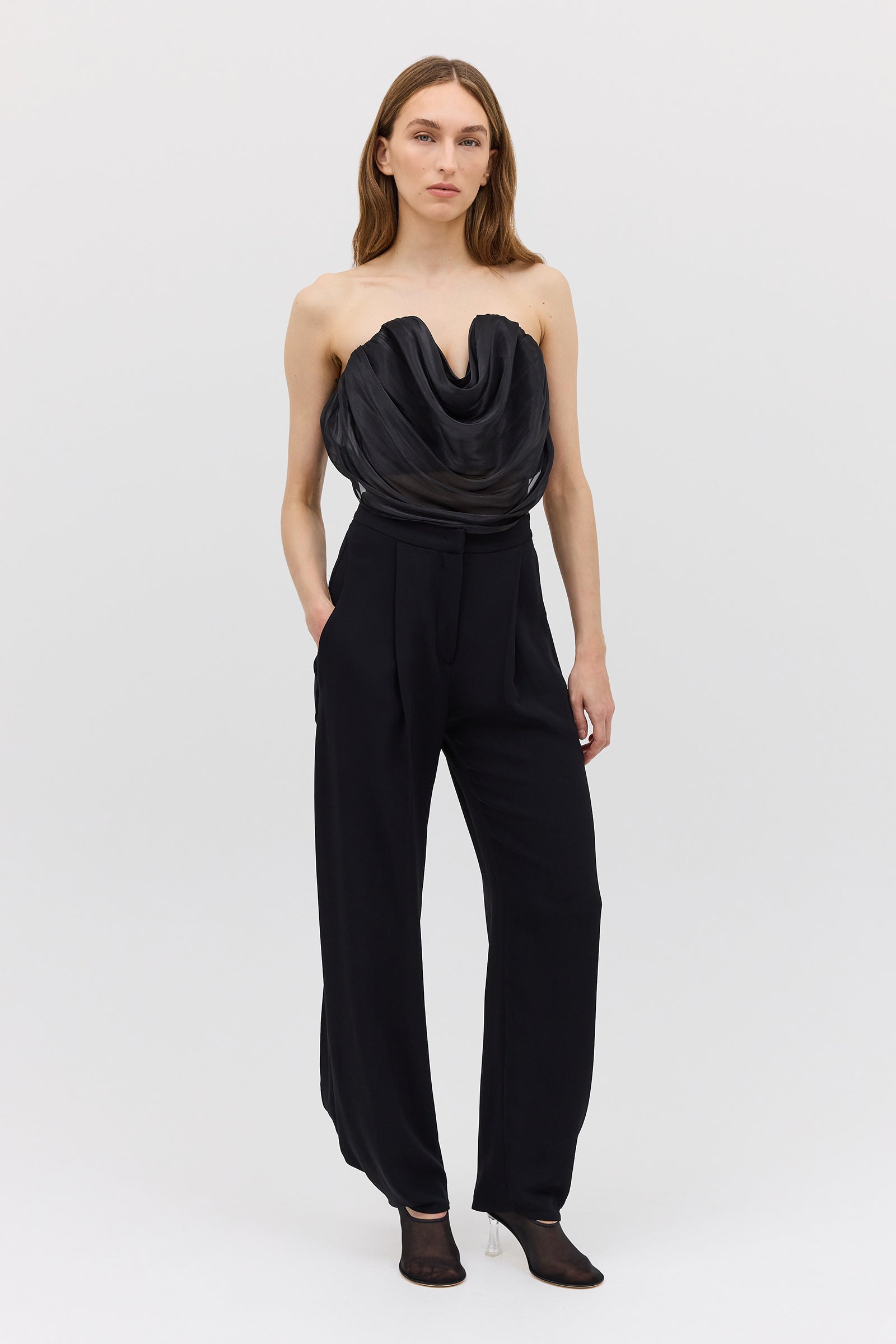 BLACK LIQUID ORGANZA TIDAL BUSTIER TOP – Bianca Spender