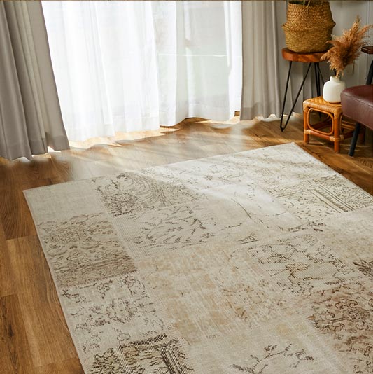 世界にたった1つ。斬新でモダンな『ビンテージパッチワークラグ #10