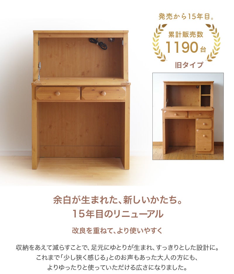 ライティングビューロー パイン材 幅80cm OLV-PSL デスクのみ 学習机