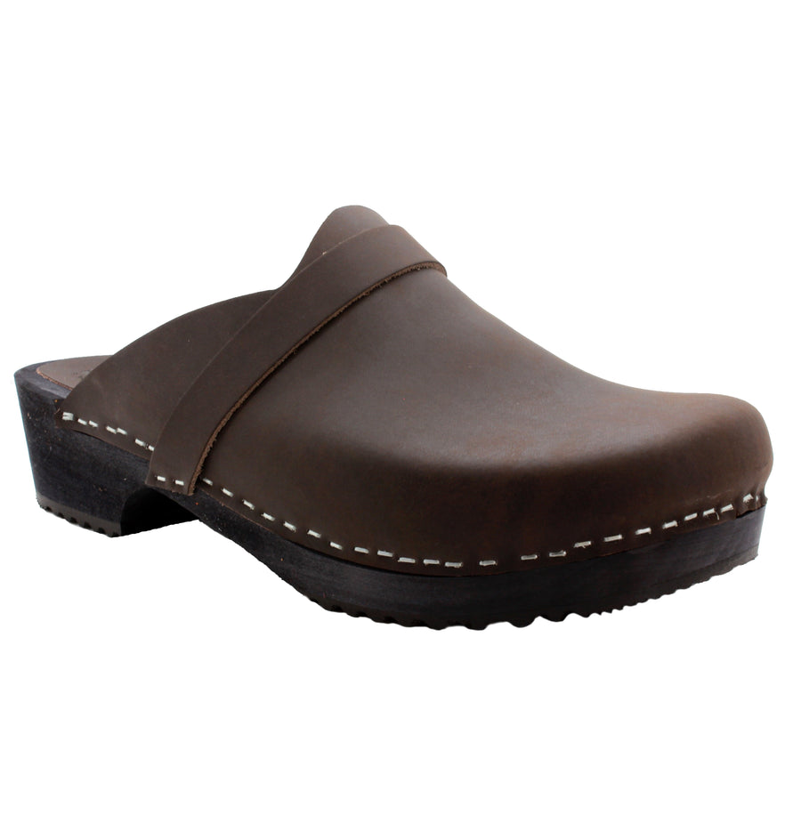 Men's Axel Leather Open Back Wooden Clogs – BJORK Swedish Comfort