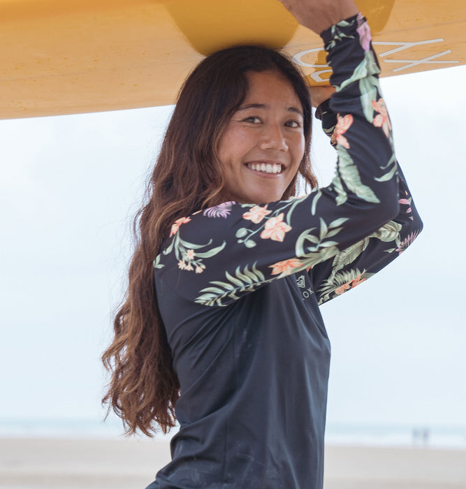 OUTLET】Roxy LS LYCRA ウィメンズ ラッシュガード BLACK ボタニカル柄