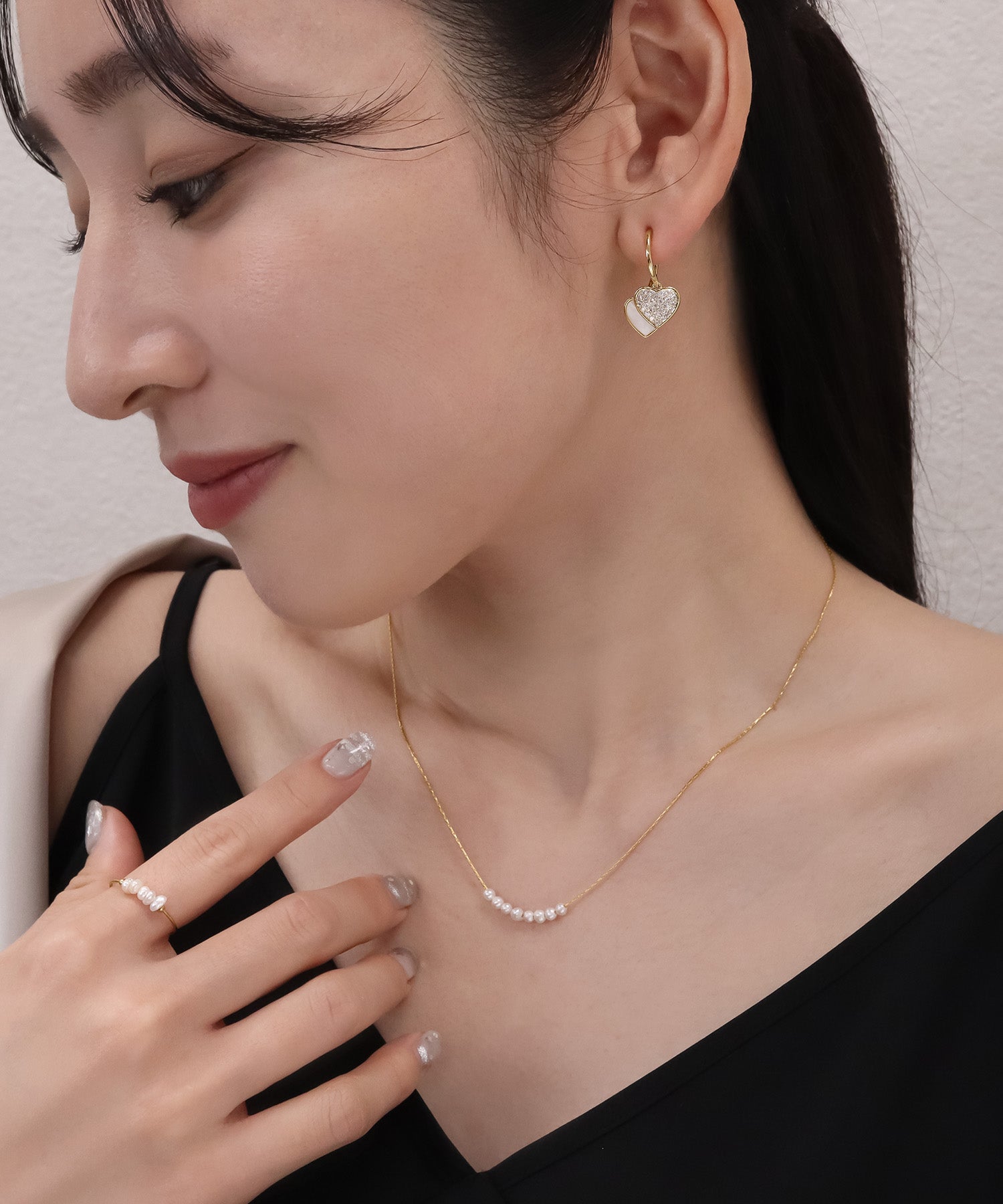 今週末限定価格】blackdia ocean ダブルハート ジルコニアピアス