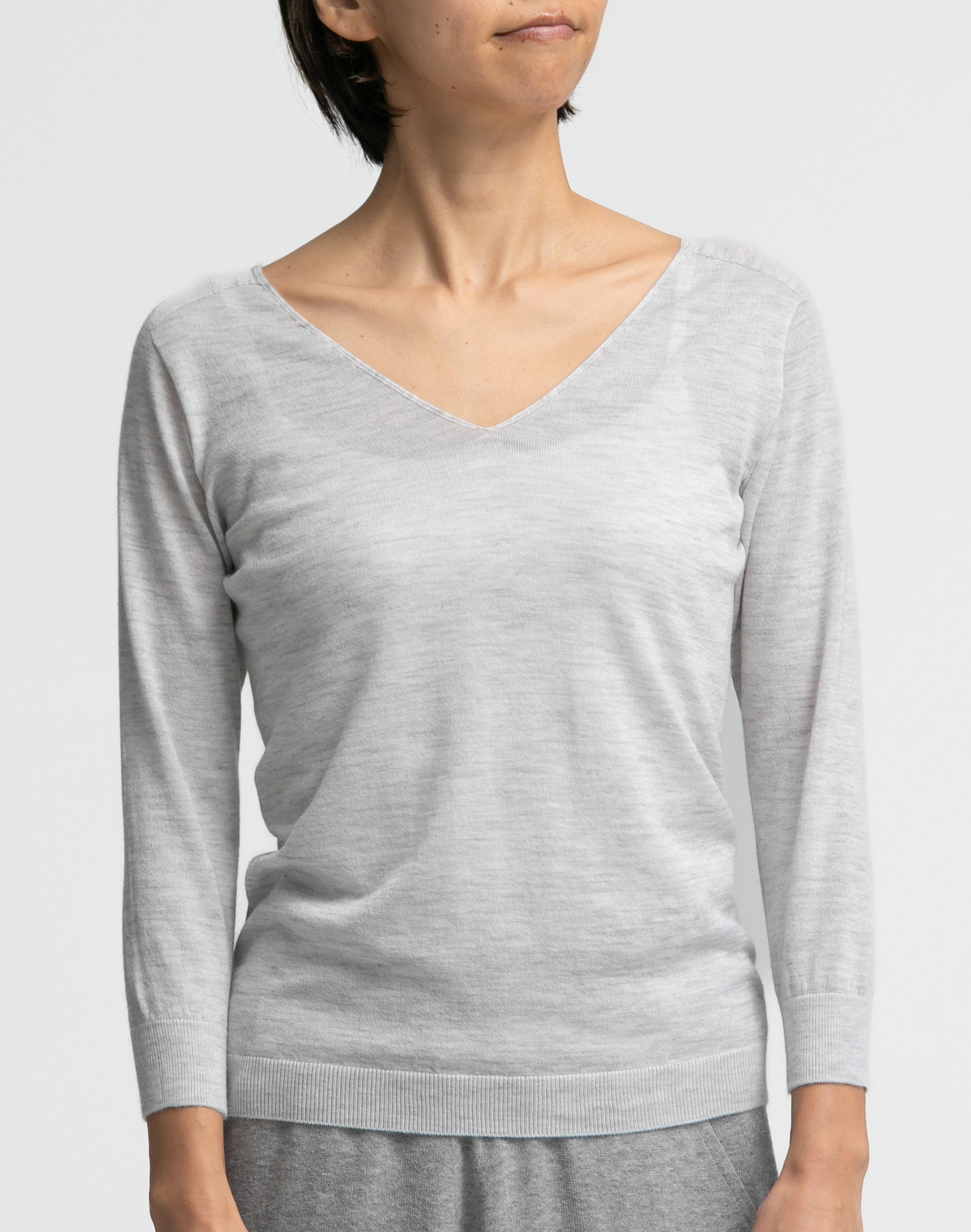 アラシャンカシミヤ100%】Vネック七分袖インナー KURUMIFACTORY 日本製