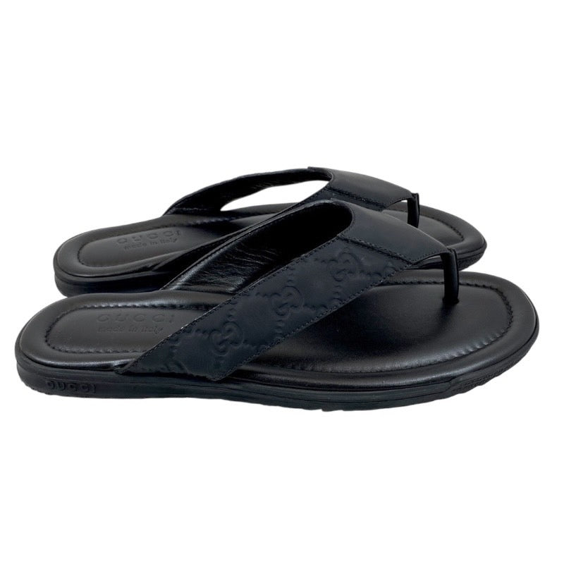 GUCCI】グッチ 353765 サンダル レザー メンズ 黒 27.5cm ブラック