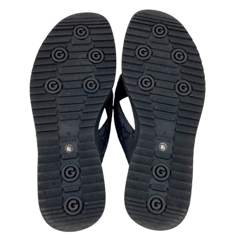 GUCCI】グッチ 353765 サンダル レザー メンズ 黒 27.5cm ブラック