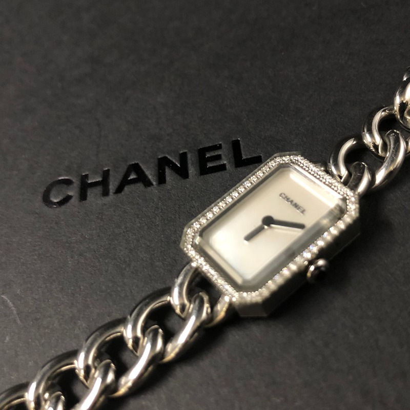 シャネル プルミエール H3253 SS/QZ ダイヤベゼル ホワイトシェル文字