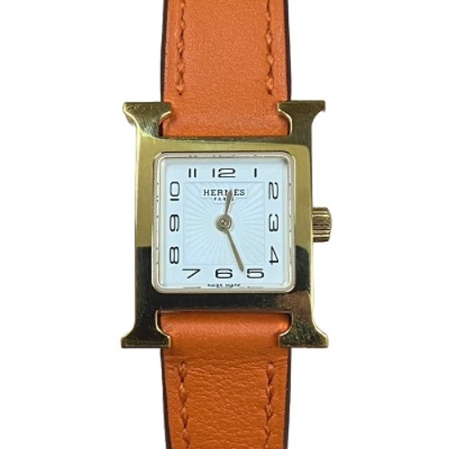 エルメス Hウォッチ ミニ HH1.101 QZ/GP/革ベルト 白文字盤｜ブランド