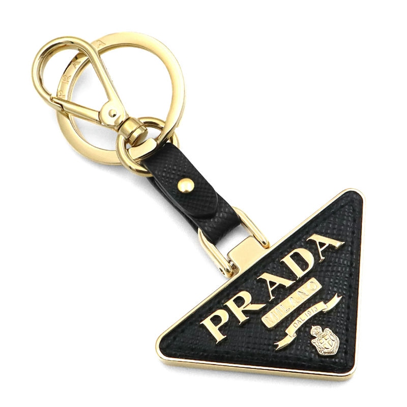 Brandol / PRADA プラダ キーリング レザー スクエアロゴ キーホルダー