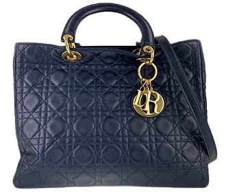 レディディオール カナージュ ラージ ラムスキン ネイビー 2WAY