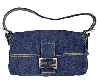 マンマバゲット デニム レザー ブルー ショルダーバッグ|古い買取実績