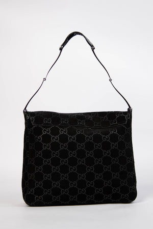 90s Gucci Tom Ford Black Monogram Shoulder Bag with Pouch – Break
