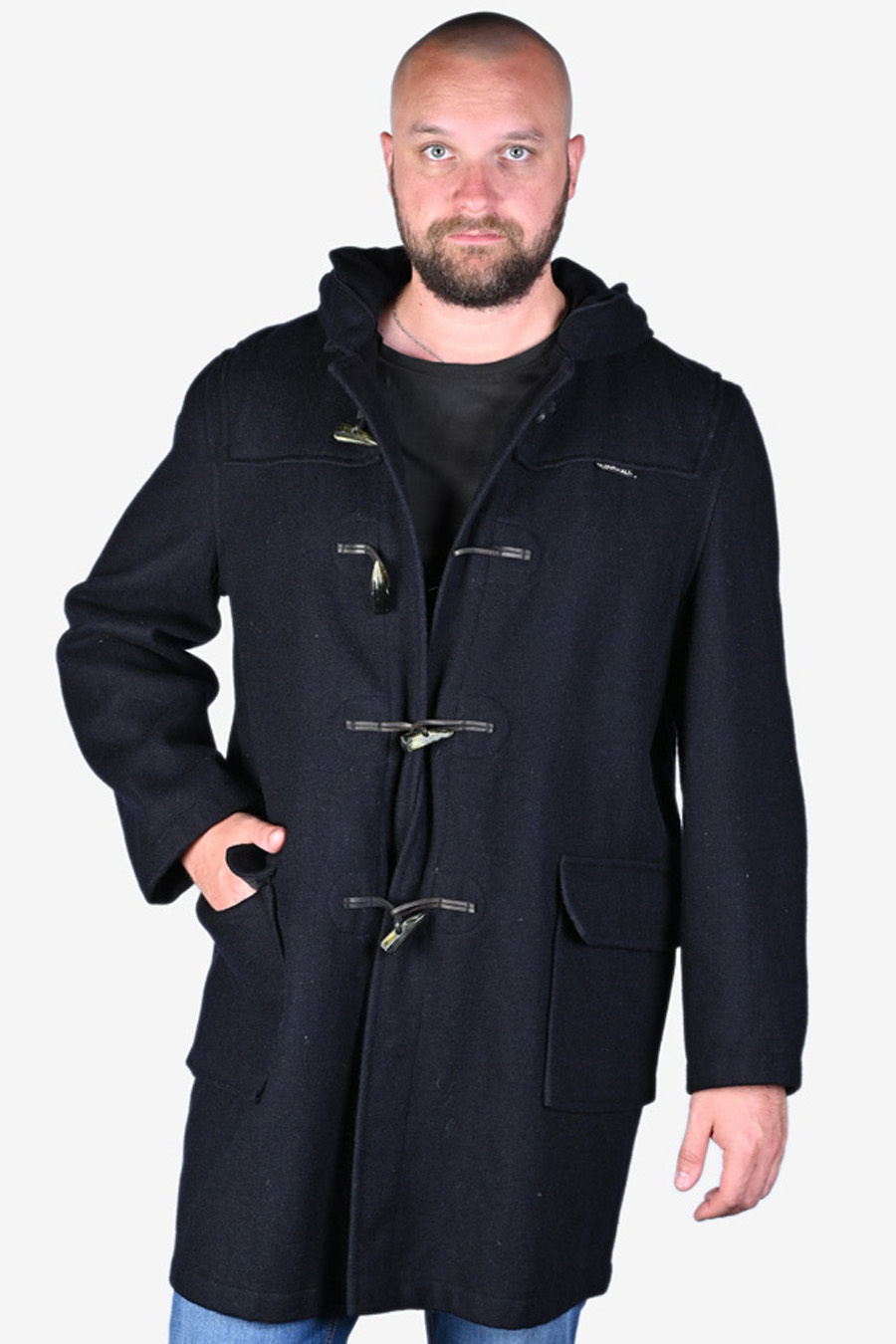 Vintage 1960's Gloverall Black Duffle Coat | Size L - Brick Vintage