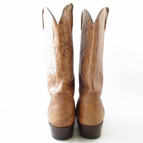 USA製 J.Chisholm チザム ウエスタンブーツ 9.5D 27.5cm 茶系