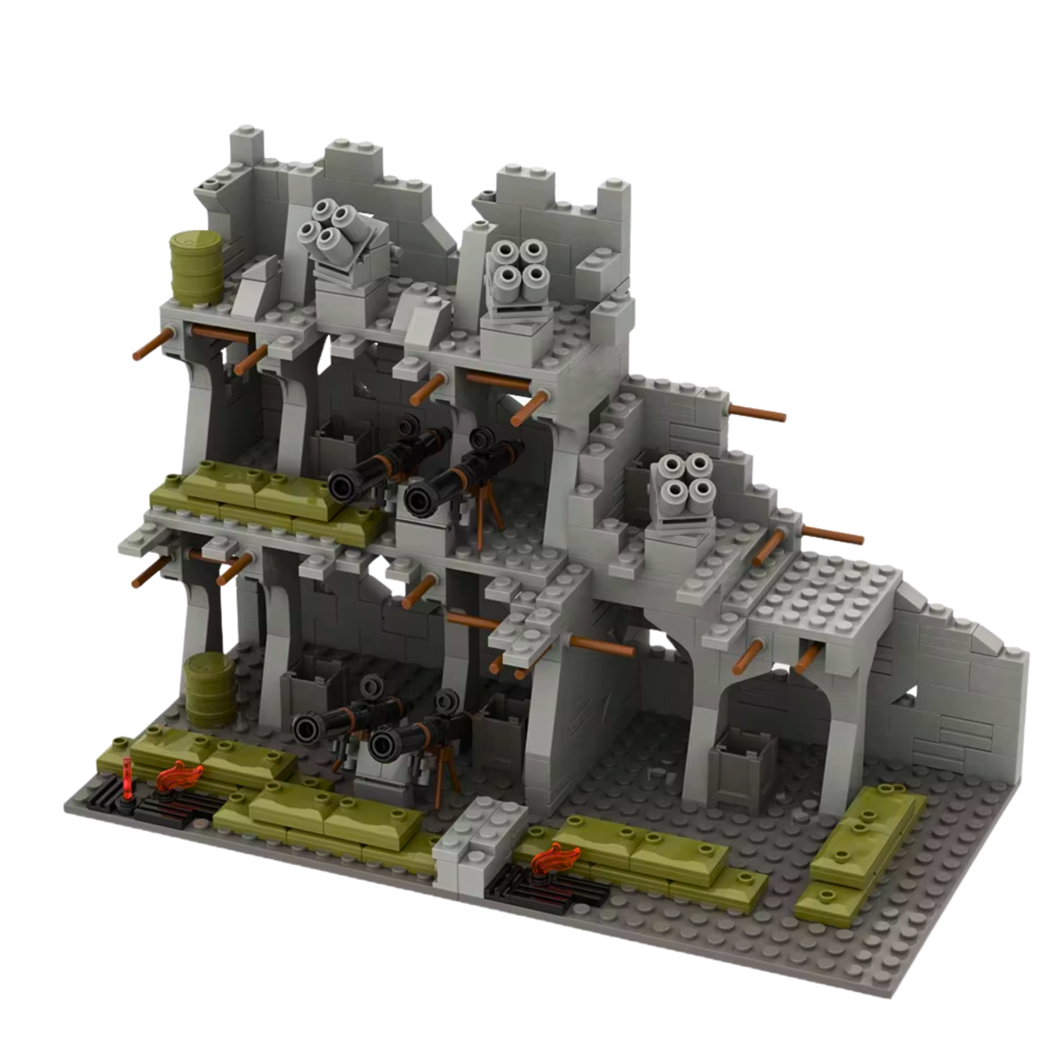 Battle-Damaged Machine Gun Nest MOC Building Blocks Set – Brikzz