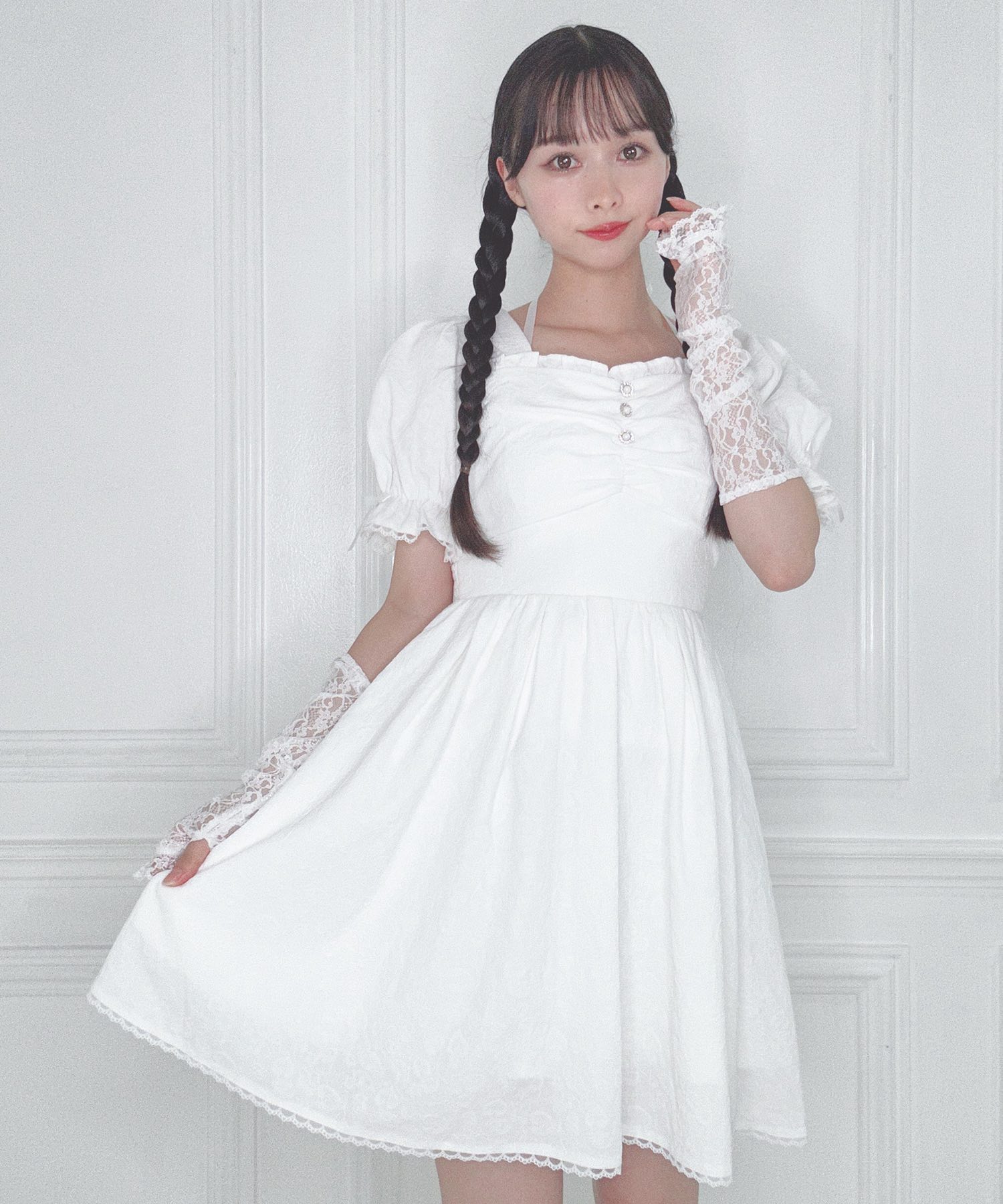 アームカバー付きスクエアネックワンピース – BUNNY APARTMENT