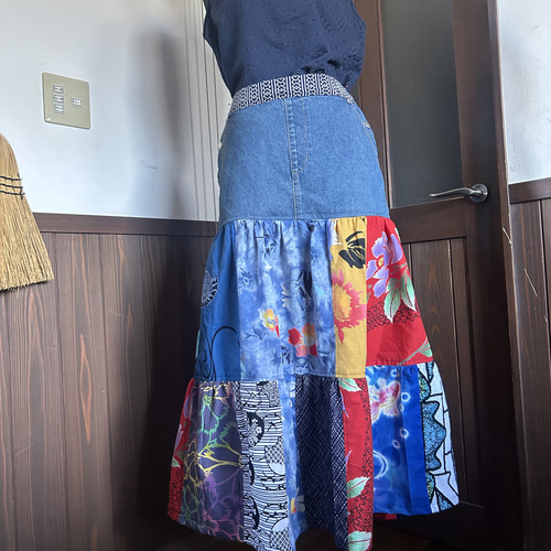 浴衣リメイク 95番パッチワーク仕様スカジャン風 浴衣リメイク 95番