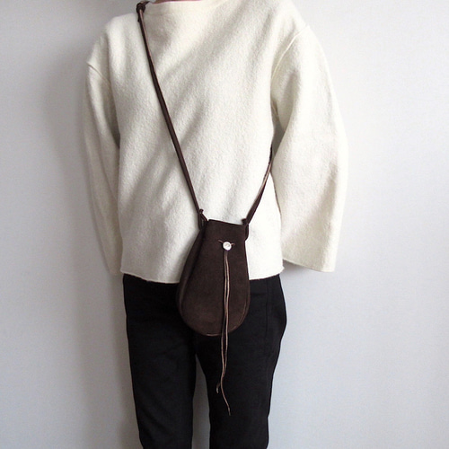 鹿革 巾着 レザーバッグ ポーチバッグ スマホケース サブバッグ ディア