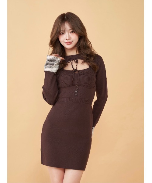 Darich（ダーリッチ）の「フロントオープンニットミニワンピース