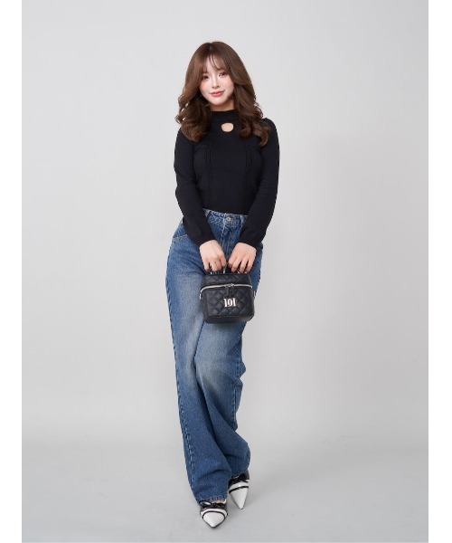 キルティングスクエアミニバッグ(シルバーパーツ)（ハンドバッグ