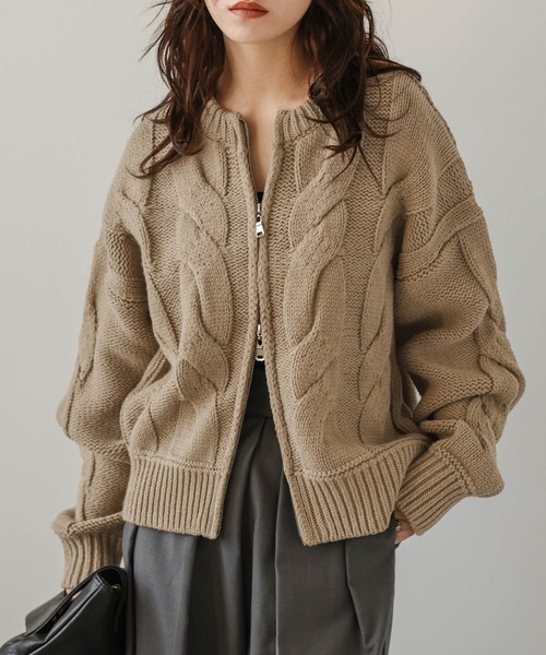AMELY（エミリー）の「ケーブルニット ダブルジップカーディガン