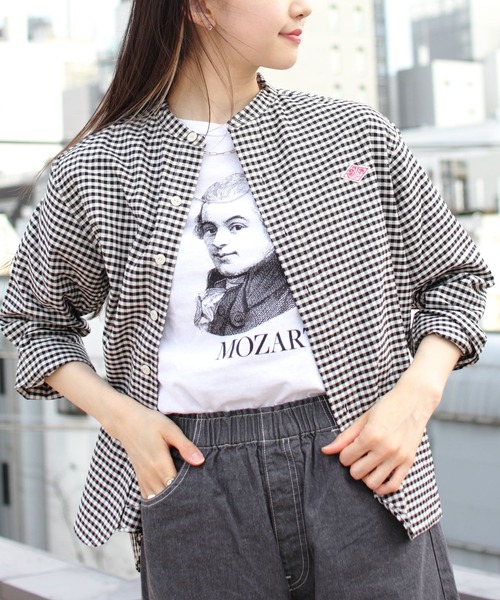 セール】DANTON/ダントン バンドカラーシャツロングスリーブ チェック