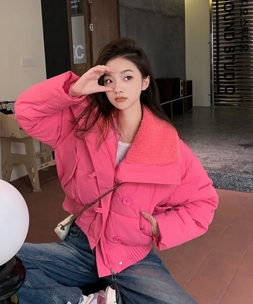 セール】【Mayree】襟ボア ショート丈 中綿ジャケット アウター