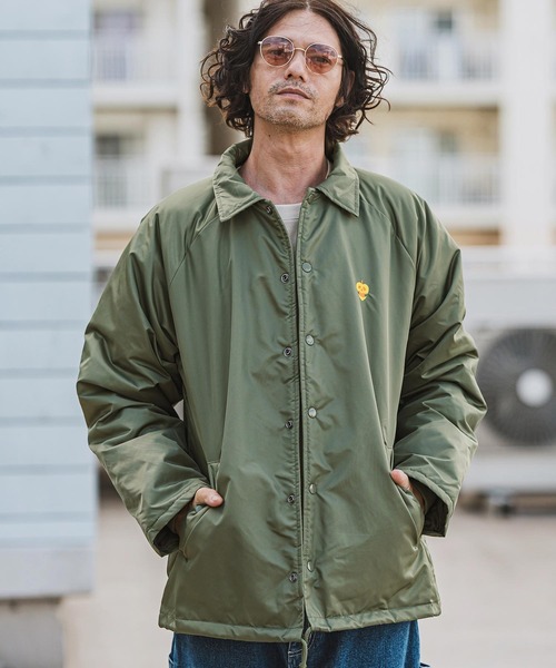 mj10319- Skull×Appleワンポイント刺繍コーチジャケット（ナイロン