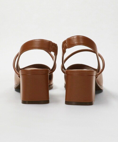 レザーライク オープントゥ バックストラップミュール（サンダル