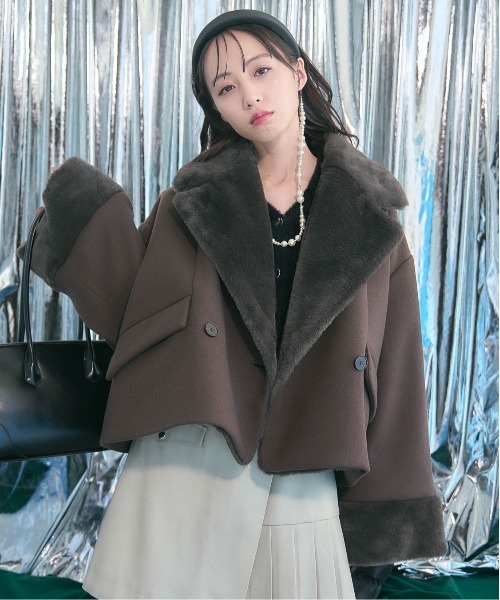 HARE（ハレ）の「ウーリーテックフェイクファーショートコート(HARE