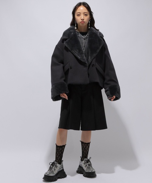 HARE（ハレ）の「ウーリーテックフェイクファーショートコート(HARE