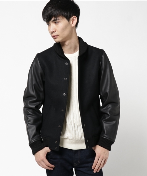 AMERICAN RAG CIE（アメリカンラグシー）の「袖レザー切替 メルトン