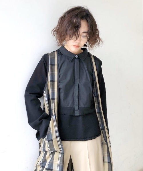 Ameri（アメリ）の「MINIMAL SHIRT DOCKING KNIT（シャツ/ブラウス