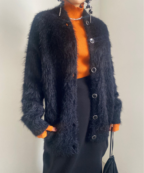 Ameri（アメリ）の「FEATHER OVER CARDIGAN WITH VEST（ニット